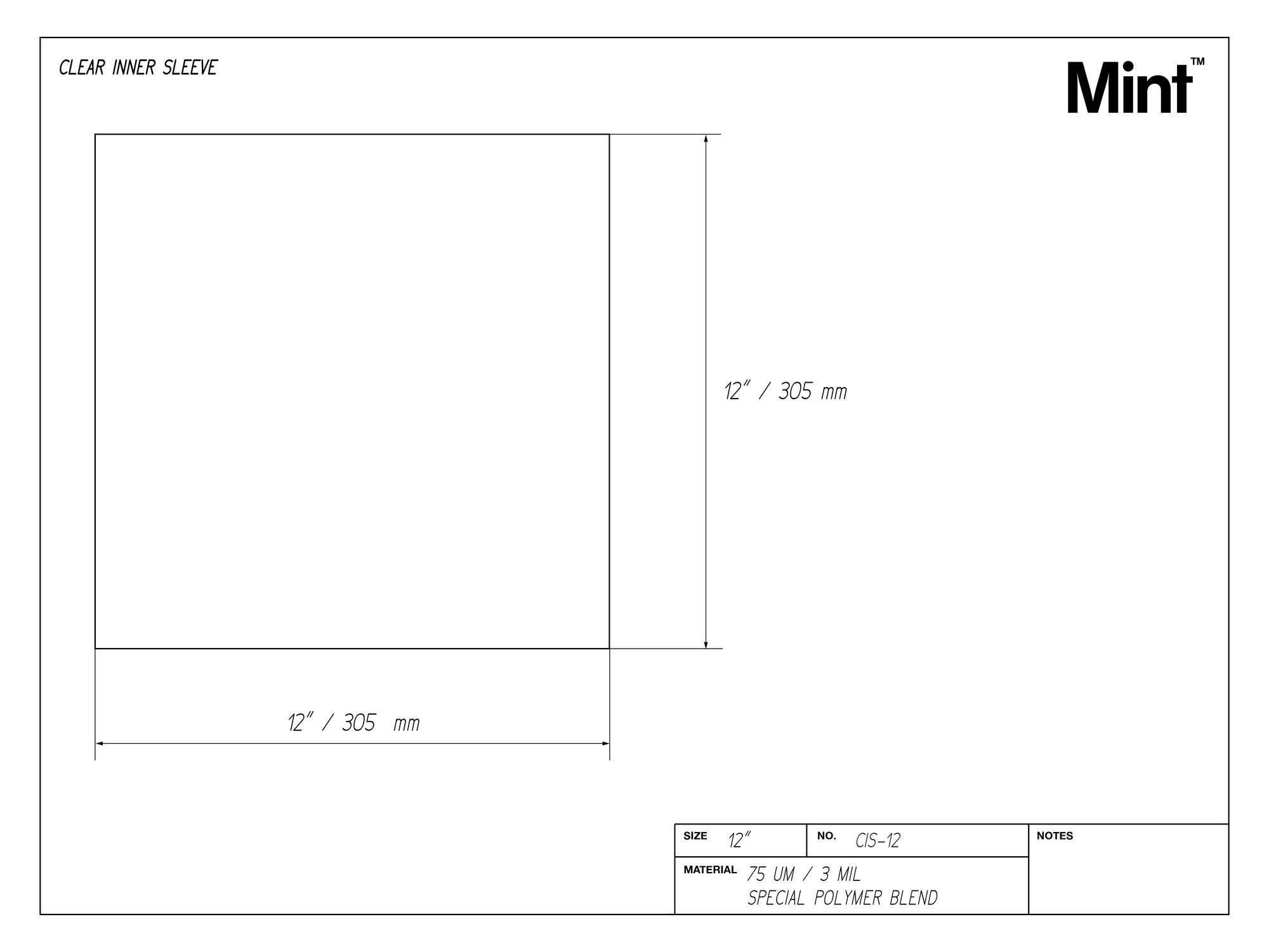 12&quot; Clear Inner Sleeves